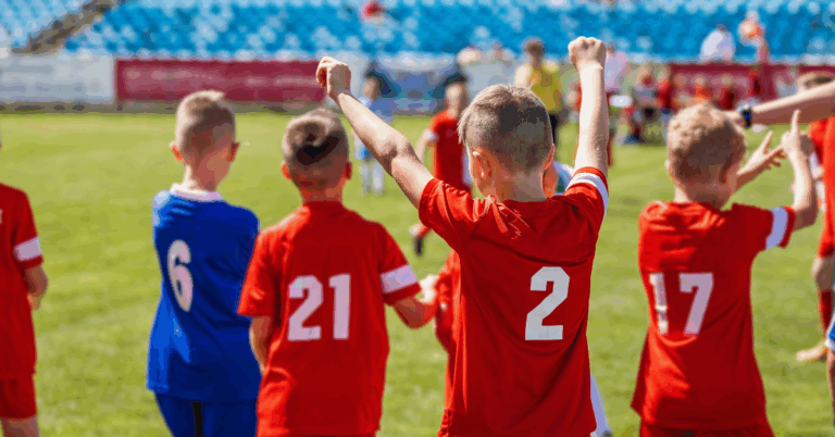Young kids celebrating their win